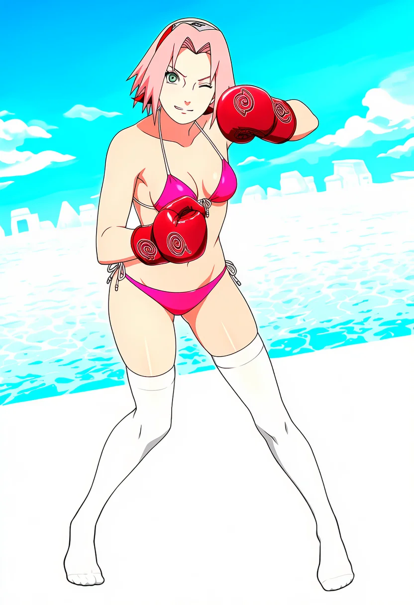🌸春野樱拳击辣妹风！火影粉狂喜穿搭！