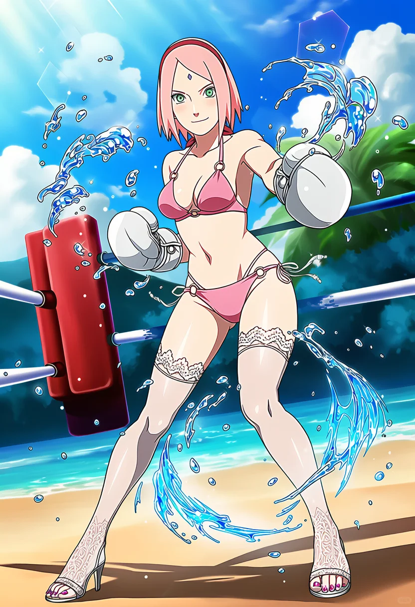 🌸春野樱拳击辣妹风！火影粉狂喜穿搭！