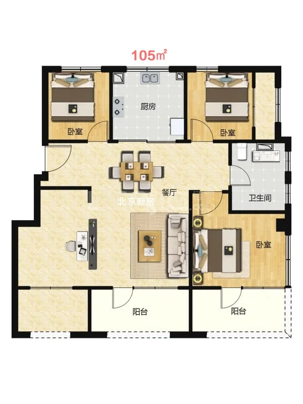 通州洋房🏠105㎡，得房率100%，总430W