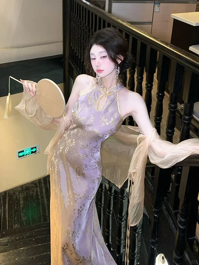 💜夏日心动紫旗袍｜显瘦又高级的国风浪漫