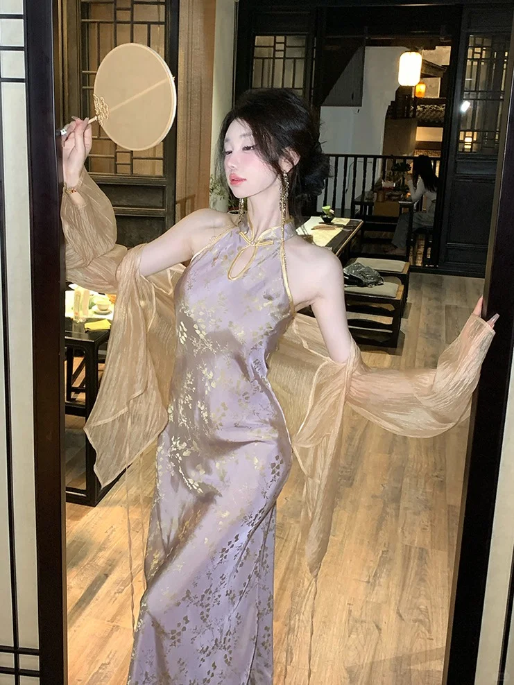💜夏日心动紫旗袍｜显瘦又高级的国风浪漫