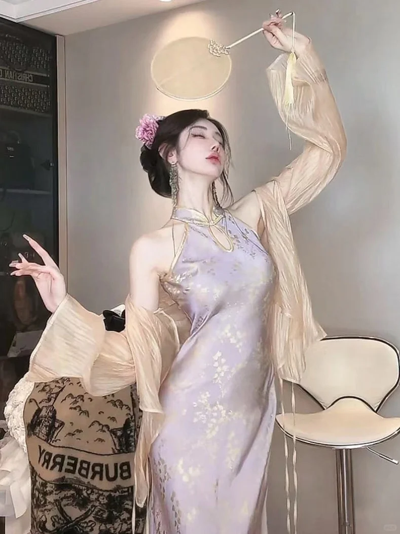 💜夏日心动紫旗袍｜显瘦又高级的国风浪漫