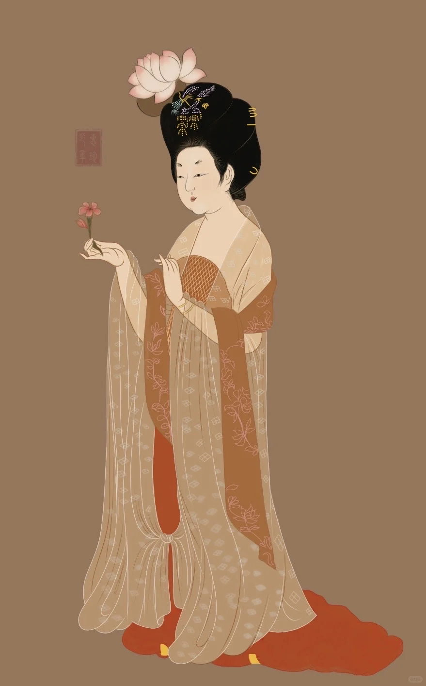 拈花仕女- 临《簪花仕女图》局部