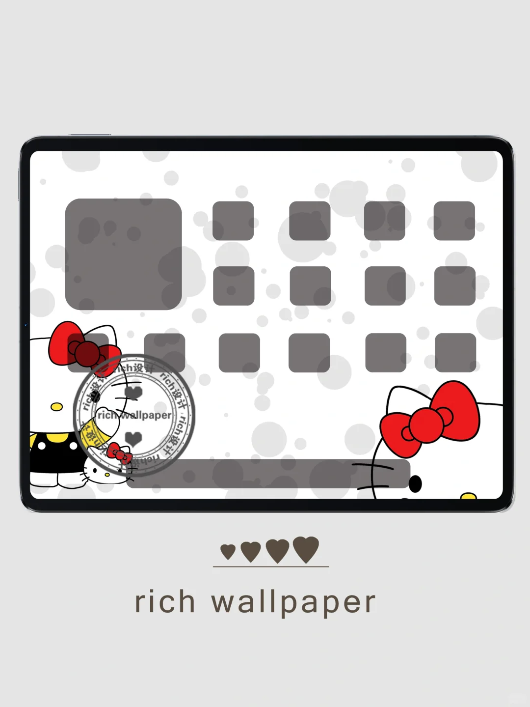 黑白灰调Hello Kitty平板壁纸