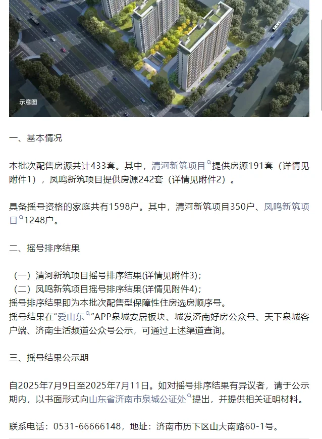 济南市第一批次配售型保障房摇号结束