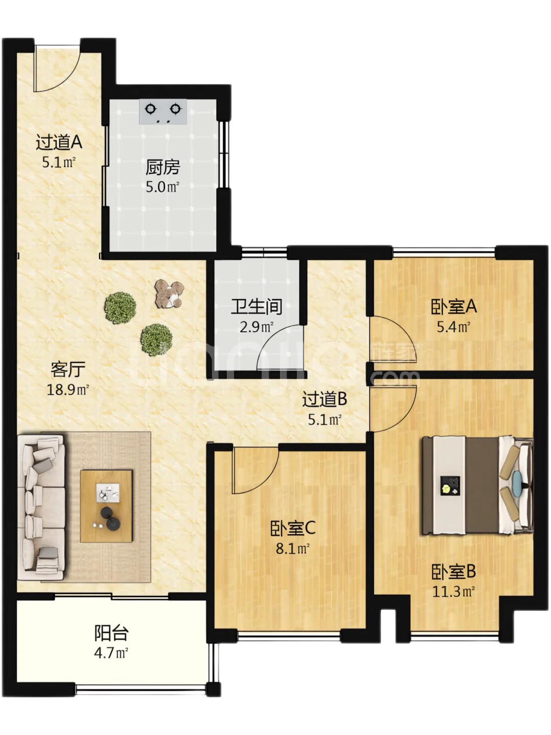 官渡新螺狮湾｜总价74万捡漏89平三房💖🏡