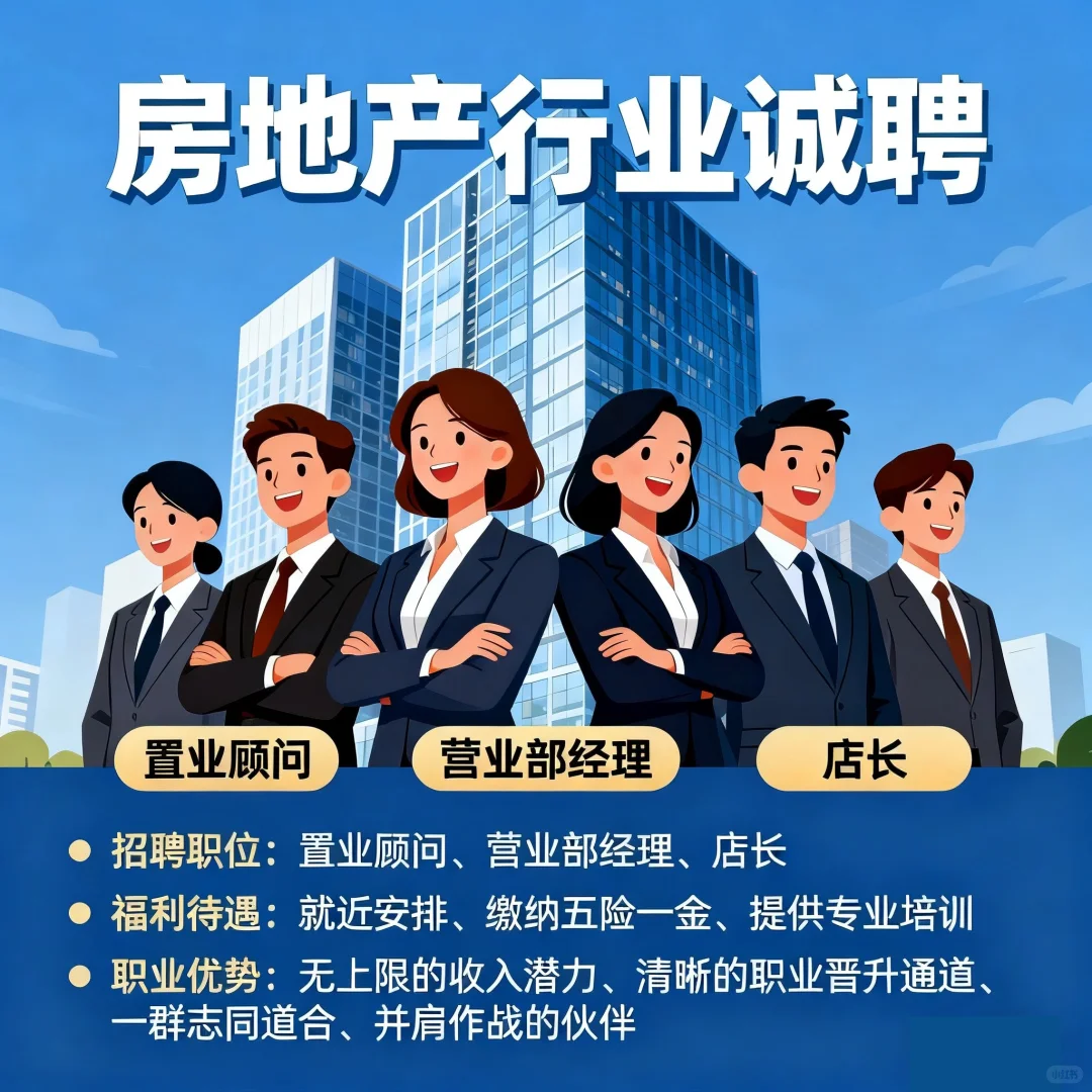 房产行业诚聘，快来吧！