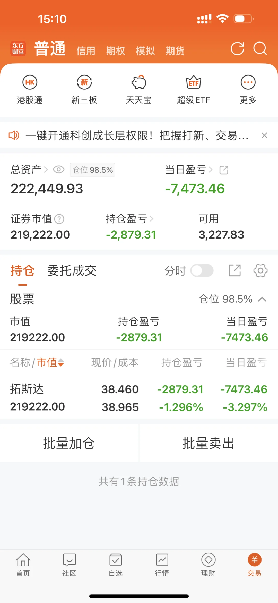我把父母给的买房首付投进了股市...第3⃣️天