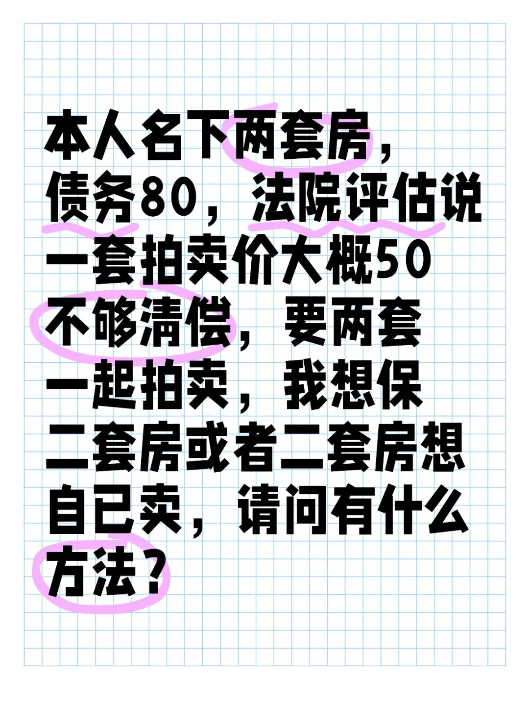 两套房债务80，拍卖价50不够清偿