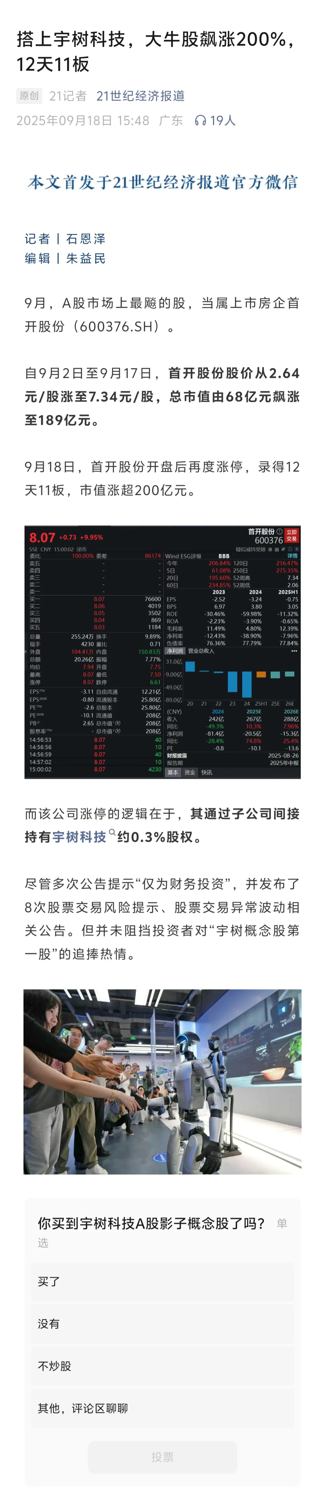 搭上宇树科技，大牛股飙涨200%，12天11板