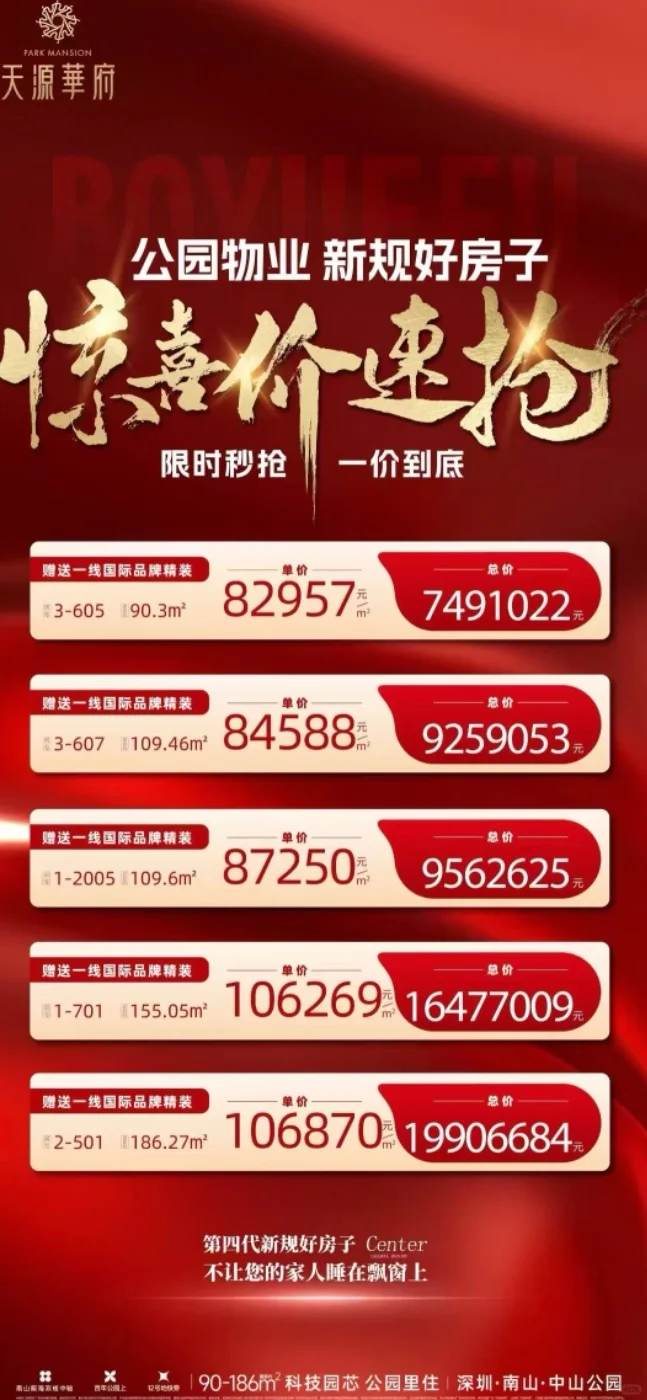 天源华府在售户型及折后总价区间，提前反佣