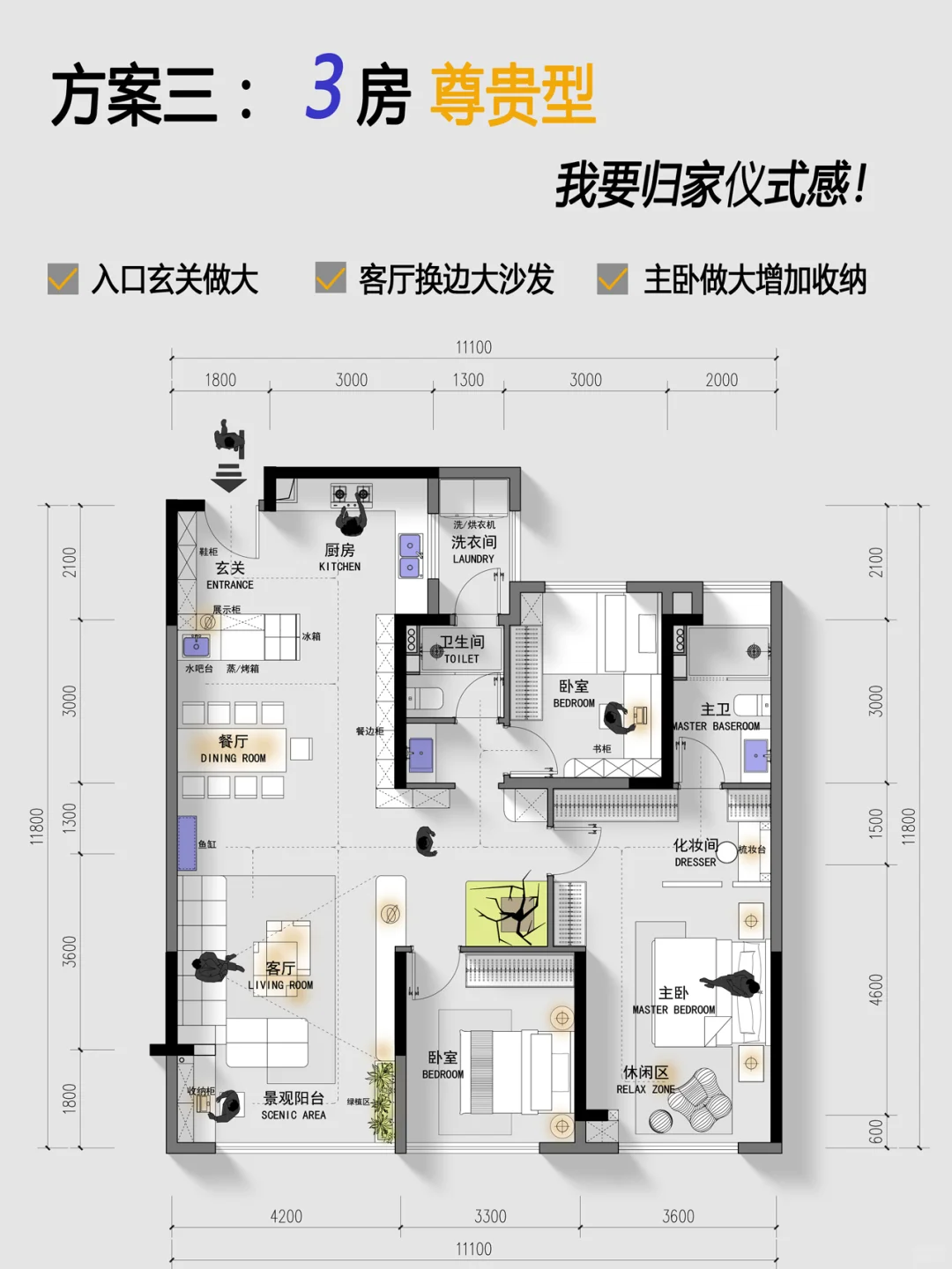 经典大3房6个优化方案，你喜欢哪一个？
