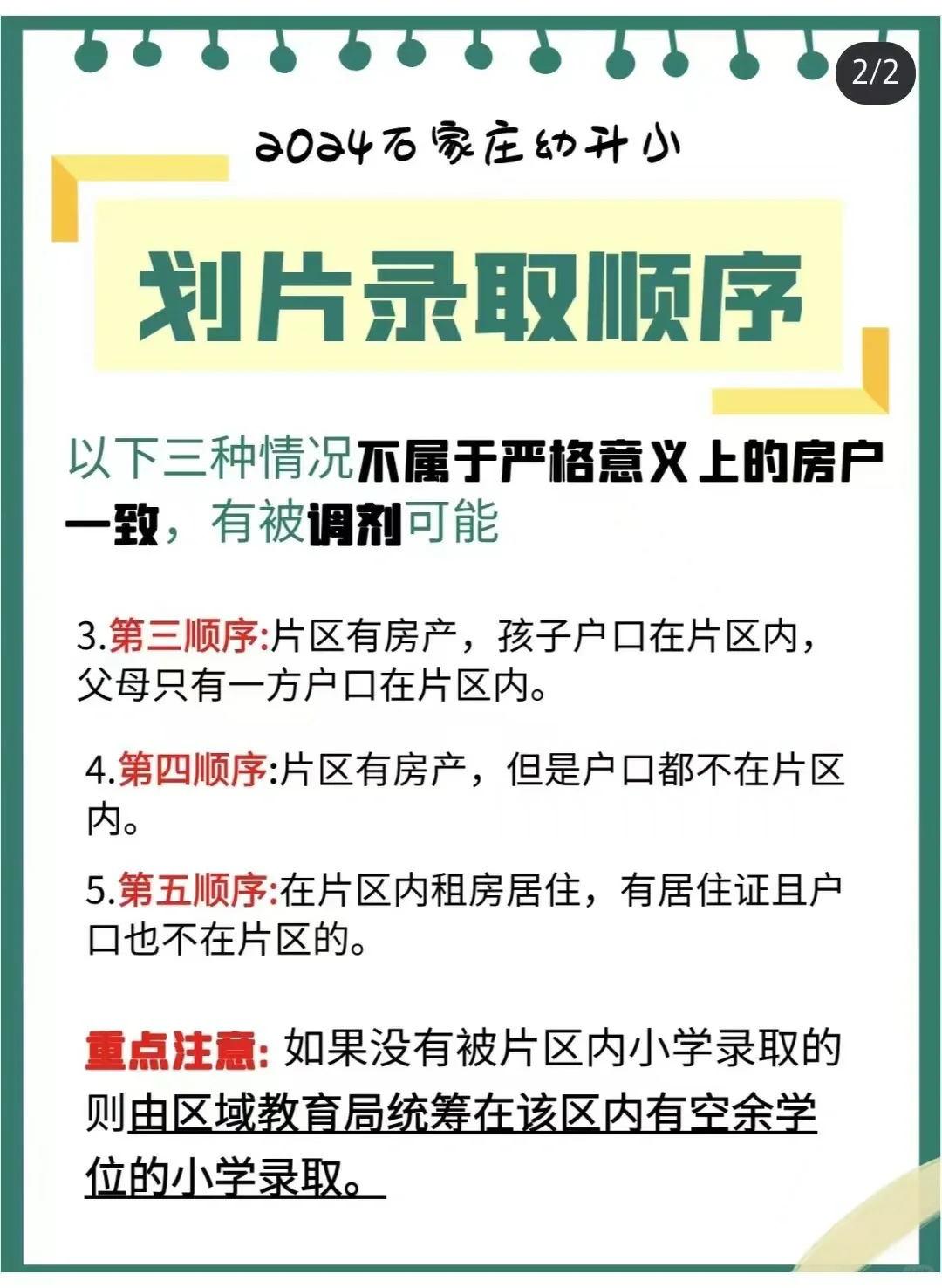 划片学区录取顺序，看看你属于第几顺序
