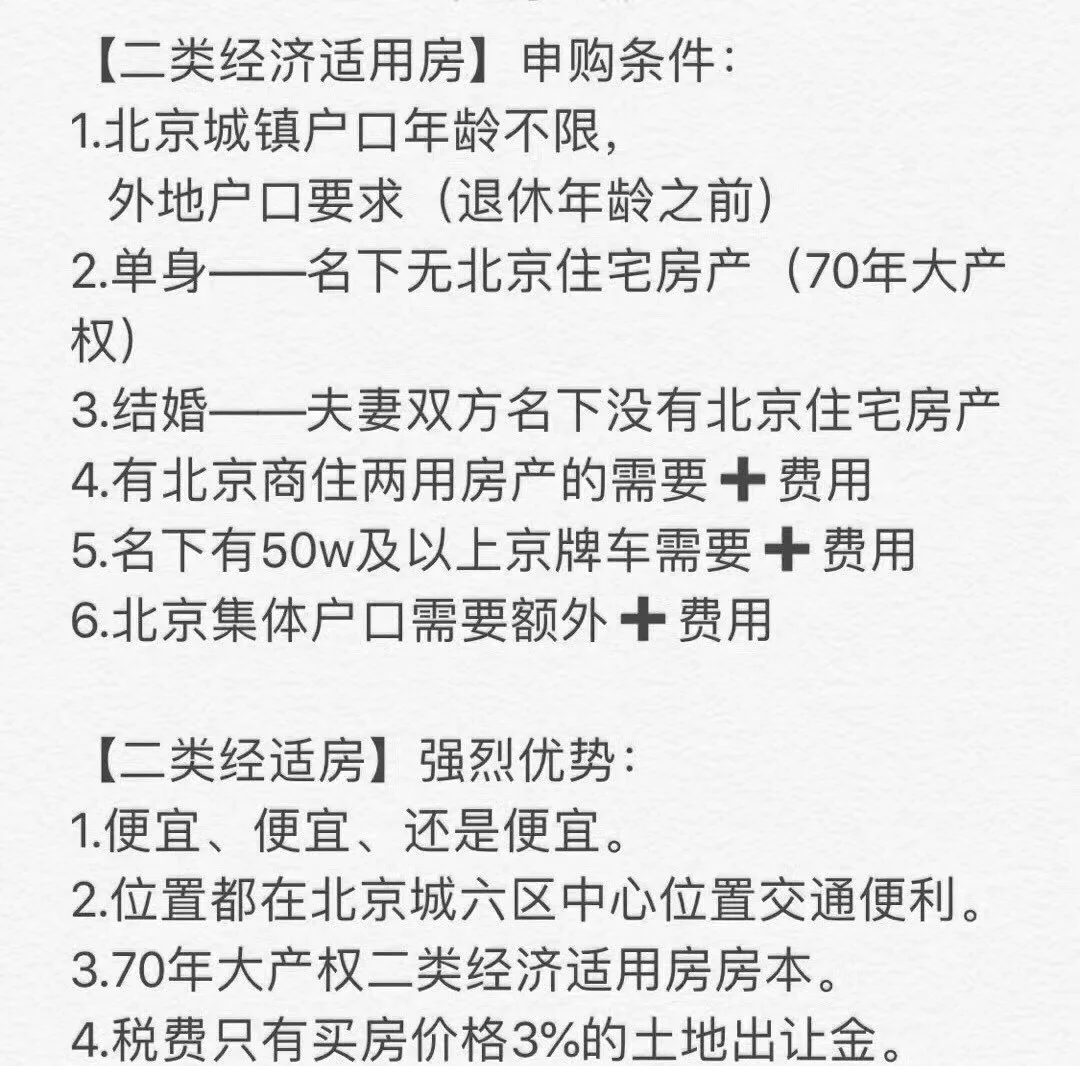 北京内部二类经济适用房