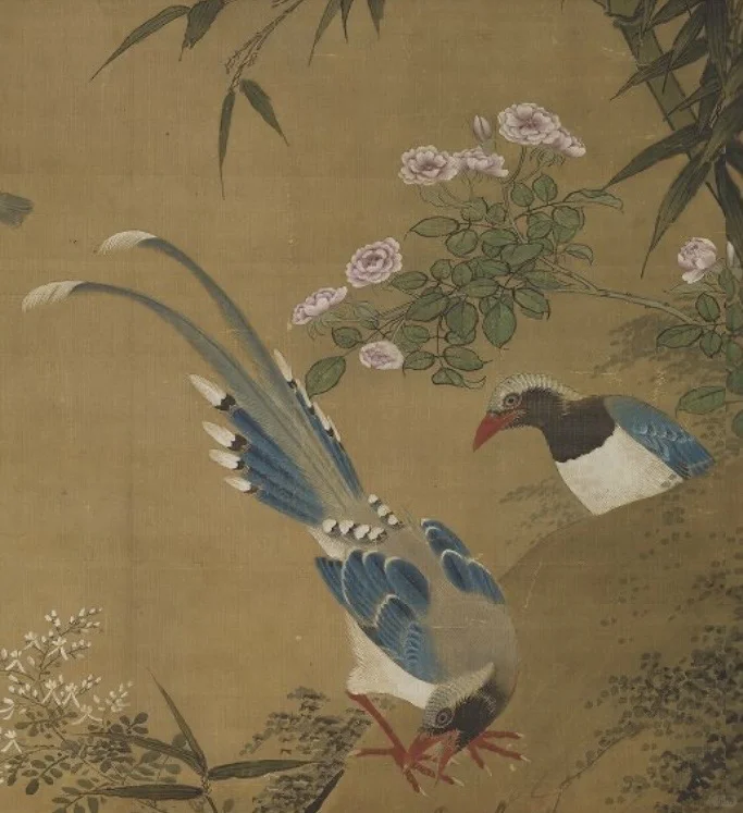 辽代存世画卷✨ 《辽萧瀜画花鸟轴》