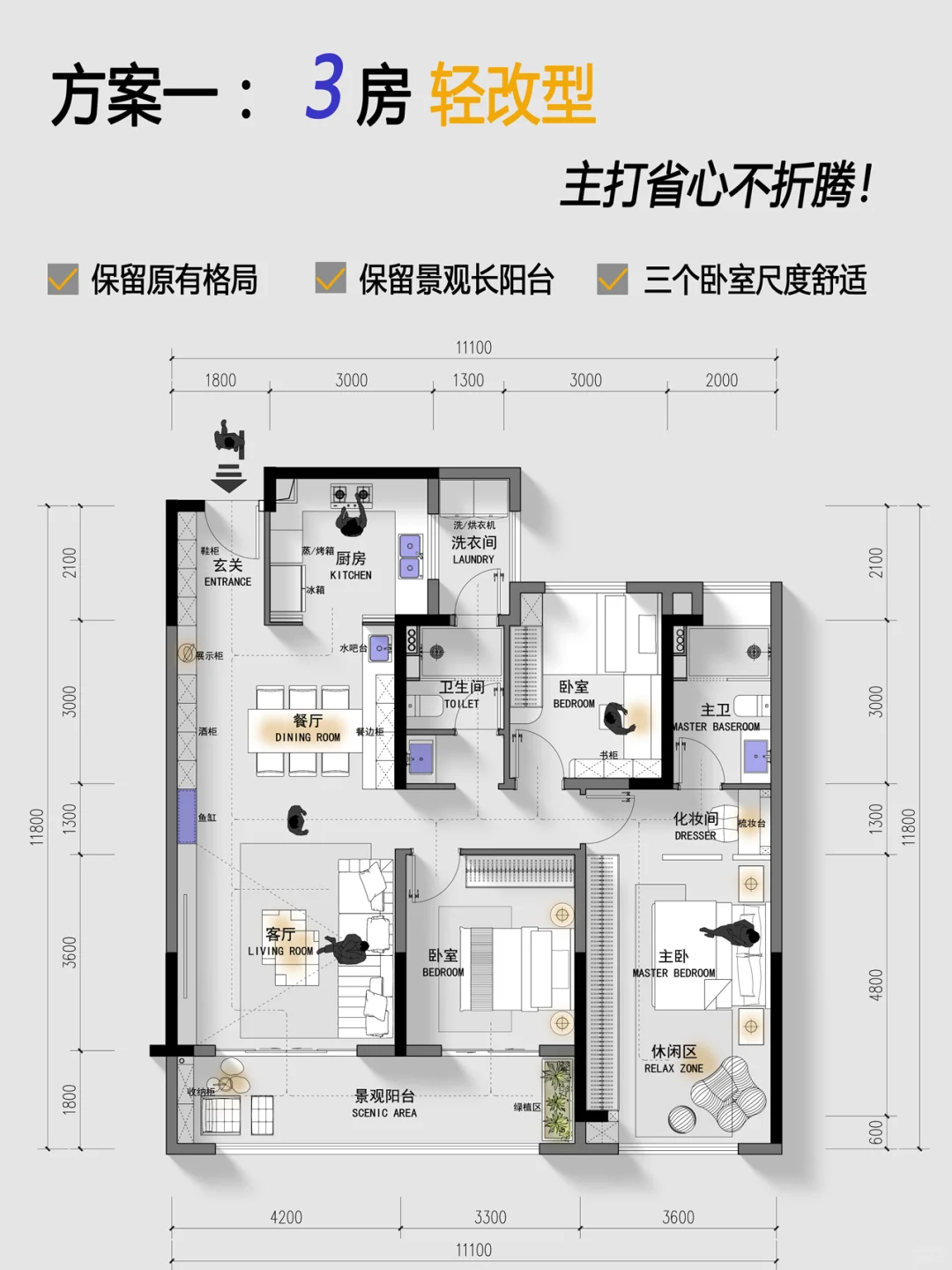 经典大3房6个优化方案，你喜欢哪一个？