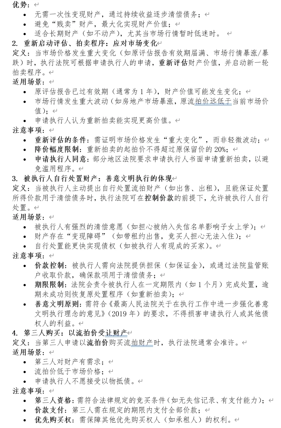 法拍降价规则、流拍处理及以物抵债等相关救