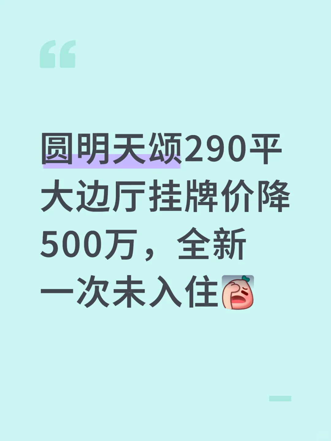 圆明天颂290平大边厅挂牌价降500万！