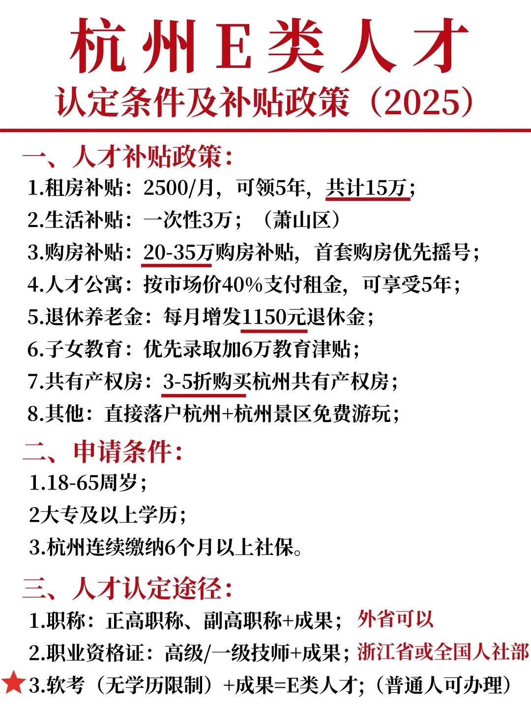 快收藏❗️2025杭州E类人才认定条件有变！