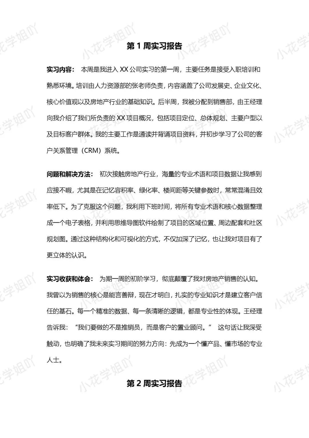 房地产销售｜实习周记12篇（周）7100字