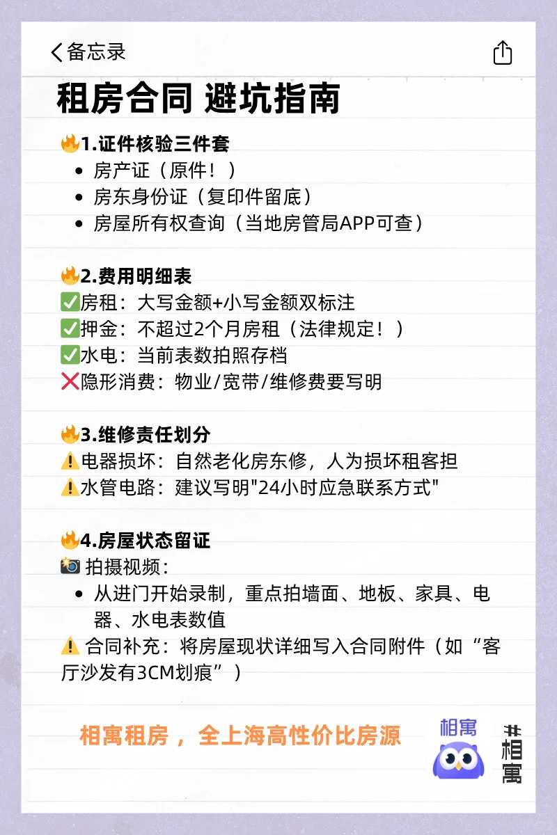 租房签合同，这些问题一定要问清了！