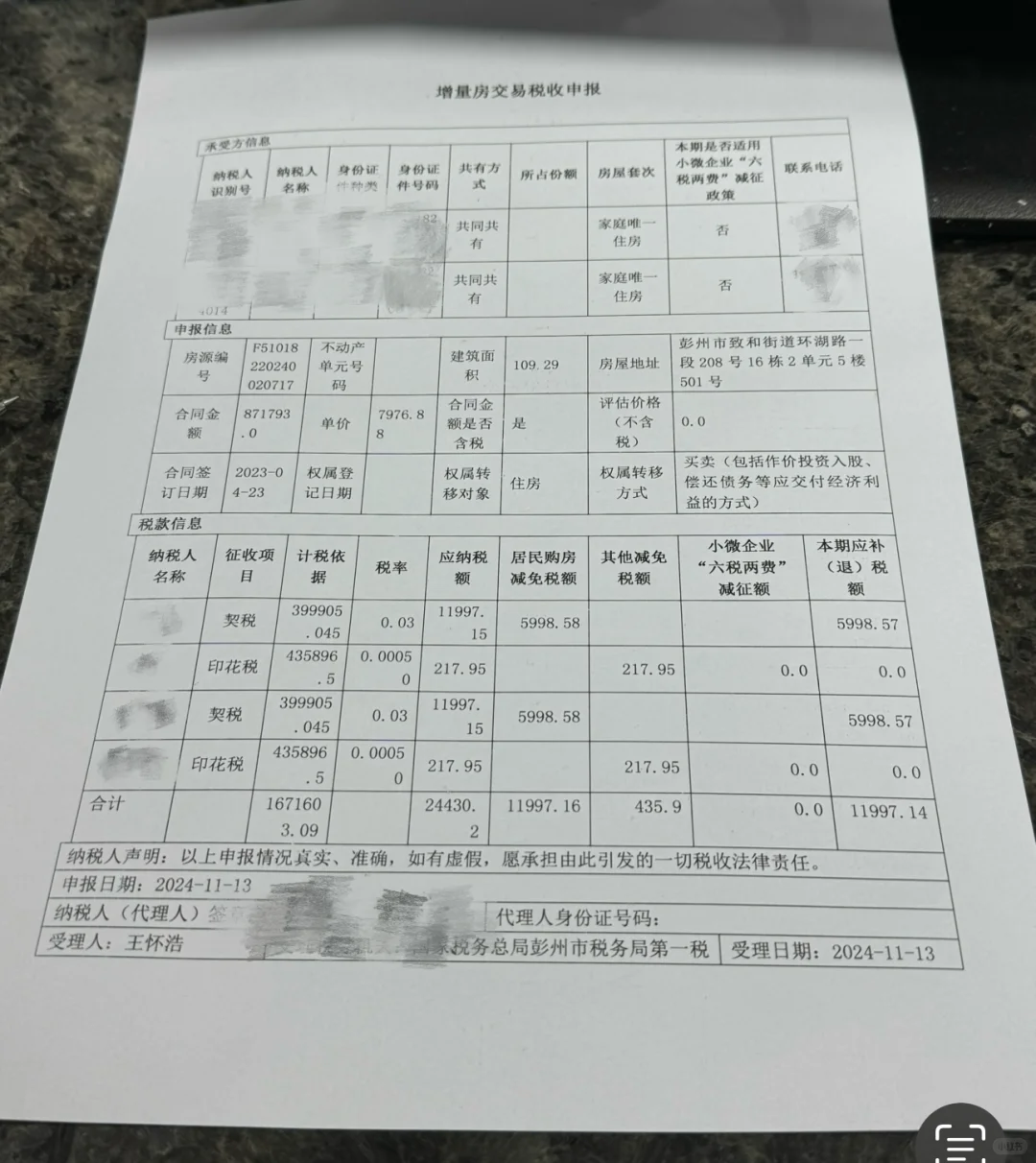今天下午交契税的大冤种