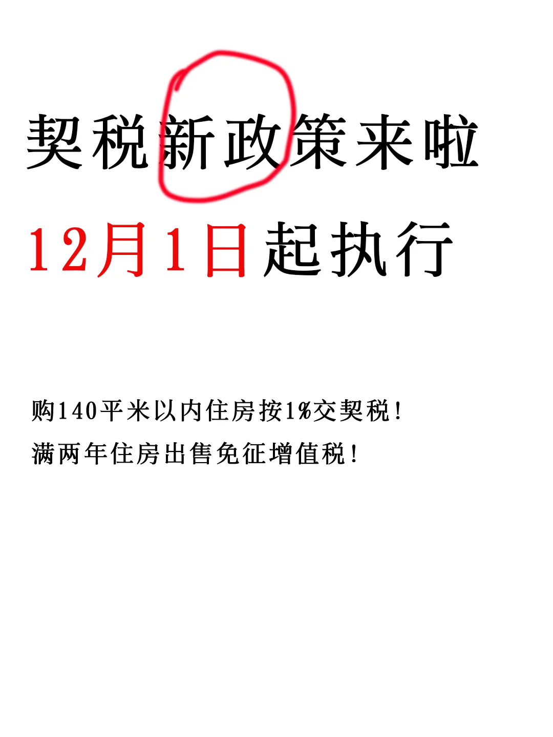 契税新政策来了，大家放心去网签吧
