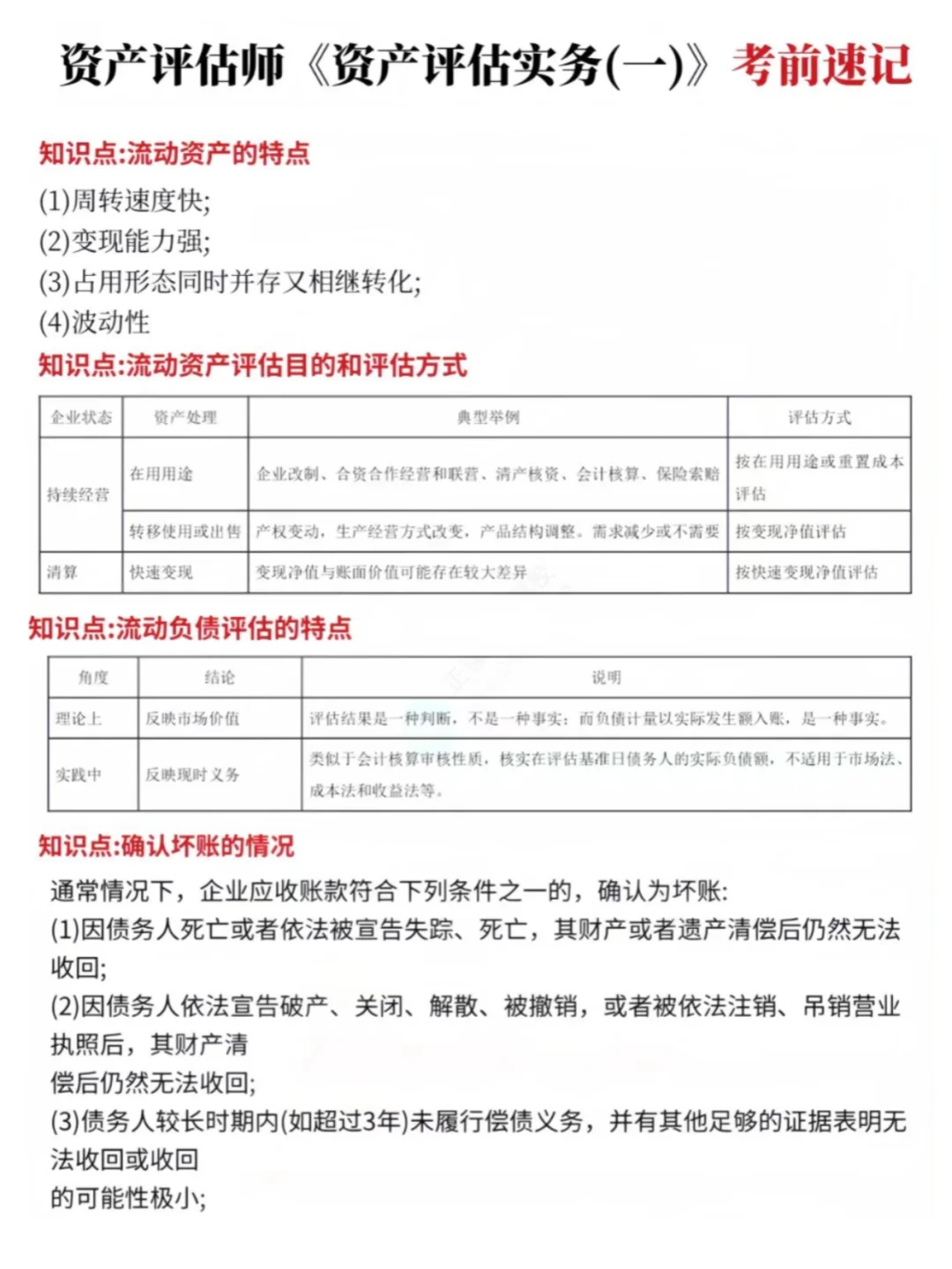 明天资产评估师，就这8页纸，抓紧背吧