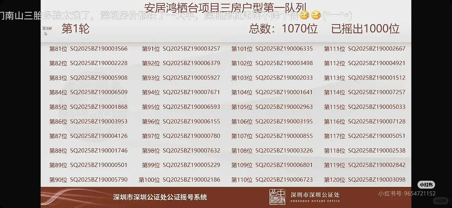 深圳第十一批保租房鸿栖台摇号结果出炉