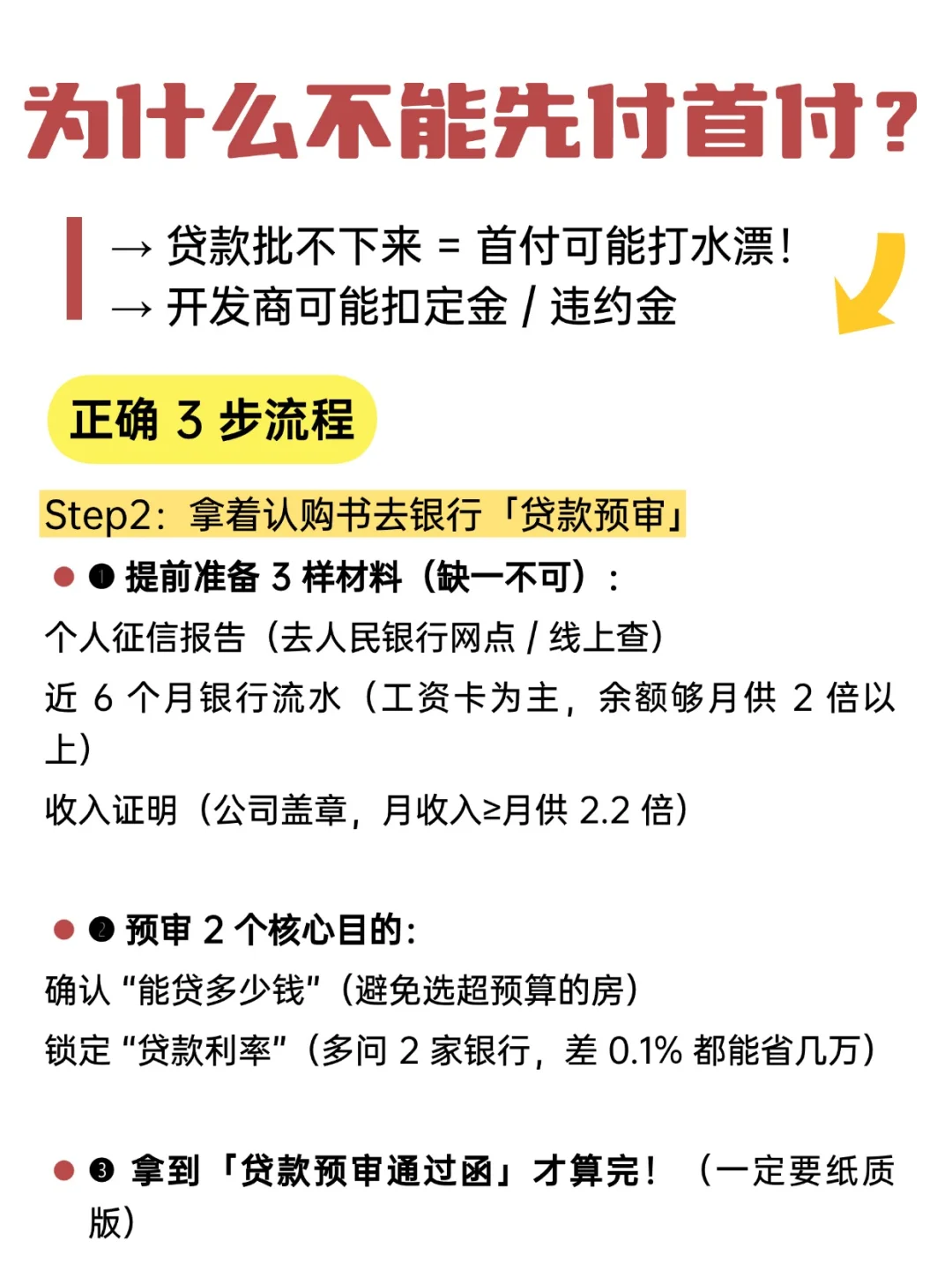 为什么不能先付首付？3步流程