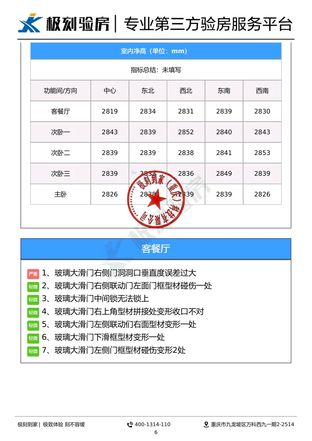 重庆验房I秀湖壹号毛坯房查验案例