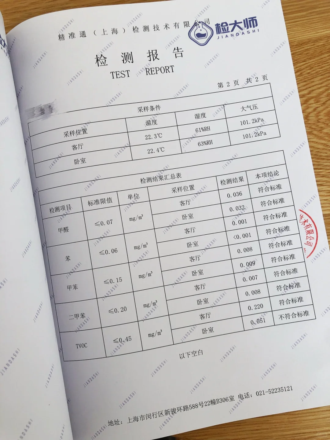 甲醛检测报告收到啦！