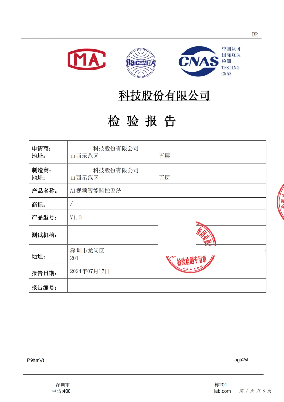 监控系统的检测报告