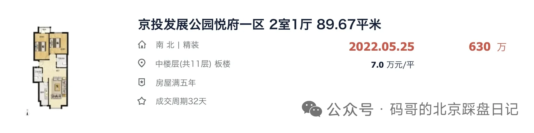 【保值分析】公园悦府近一年房价走势（上）