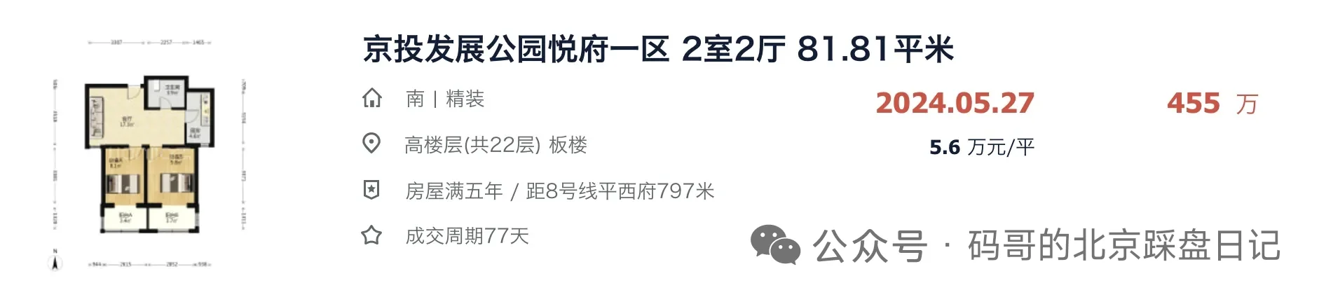 【保值分析】公园悦府近一年房价走势（上）