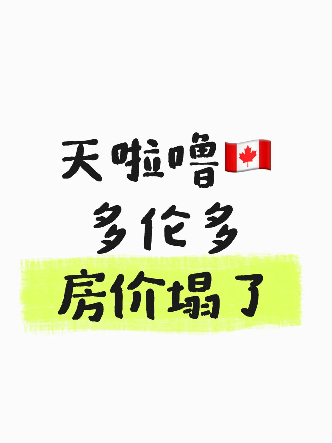 天啦噜🇨🇦，多伦多房价塌了