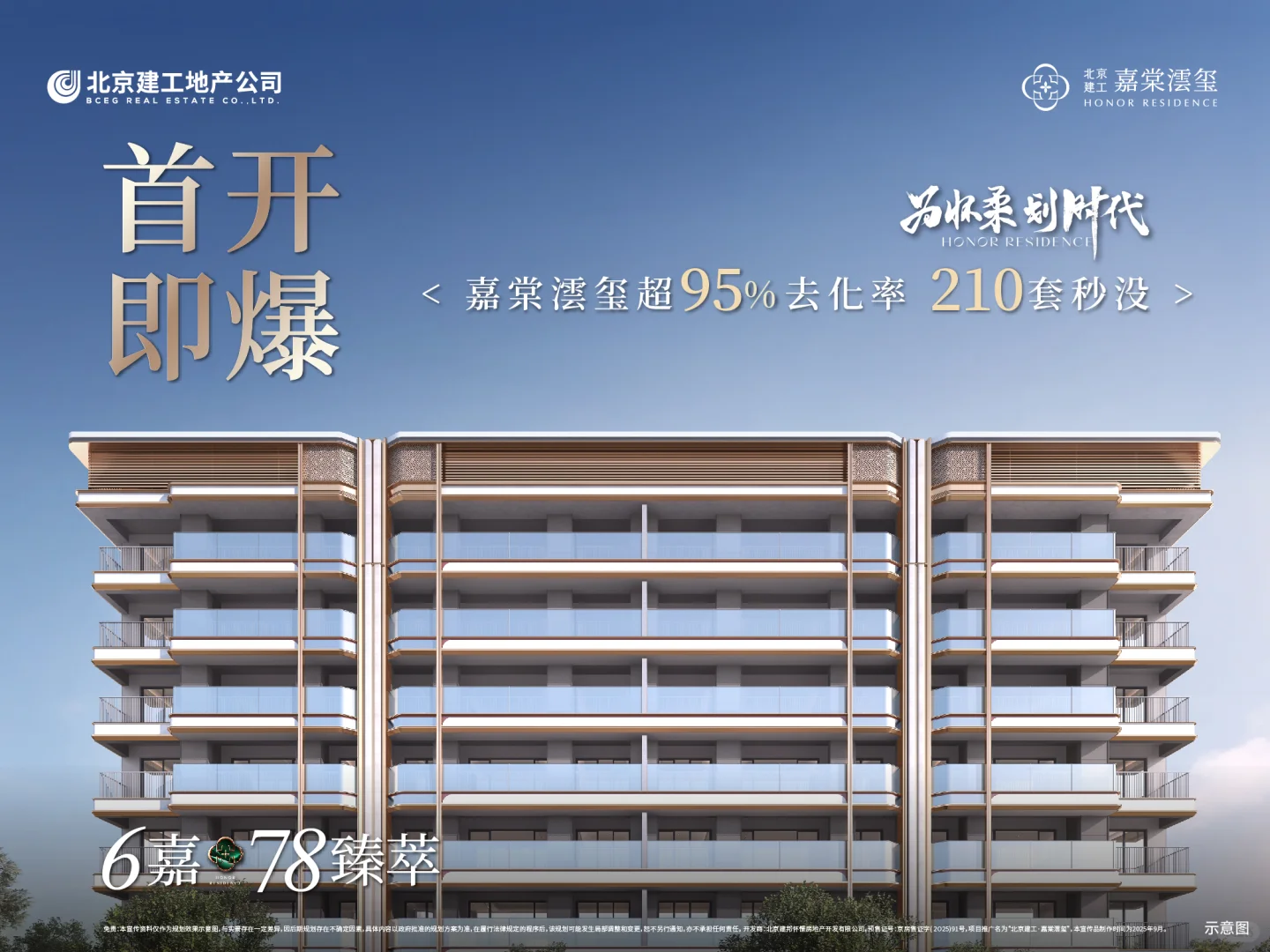 首开即爆，嘉棠澐玺约95%去化率，210套秒没