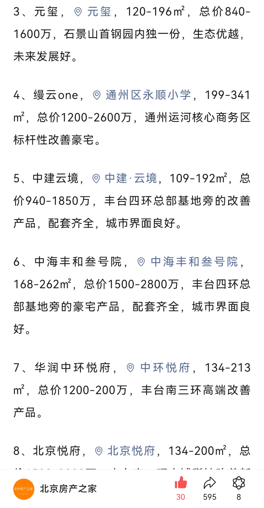 盘点当下北京最具价值的前20大楼盘