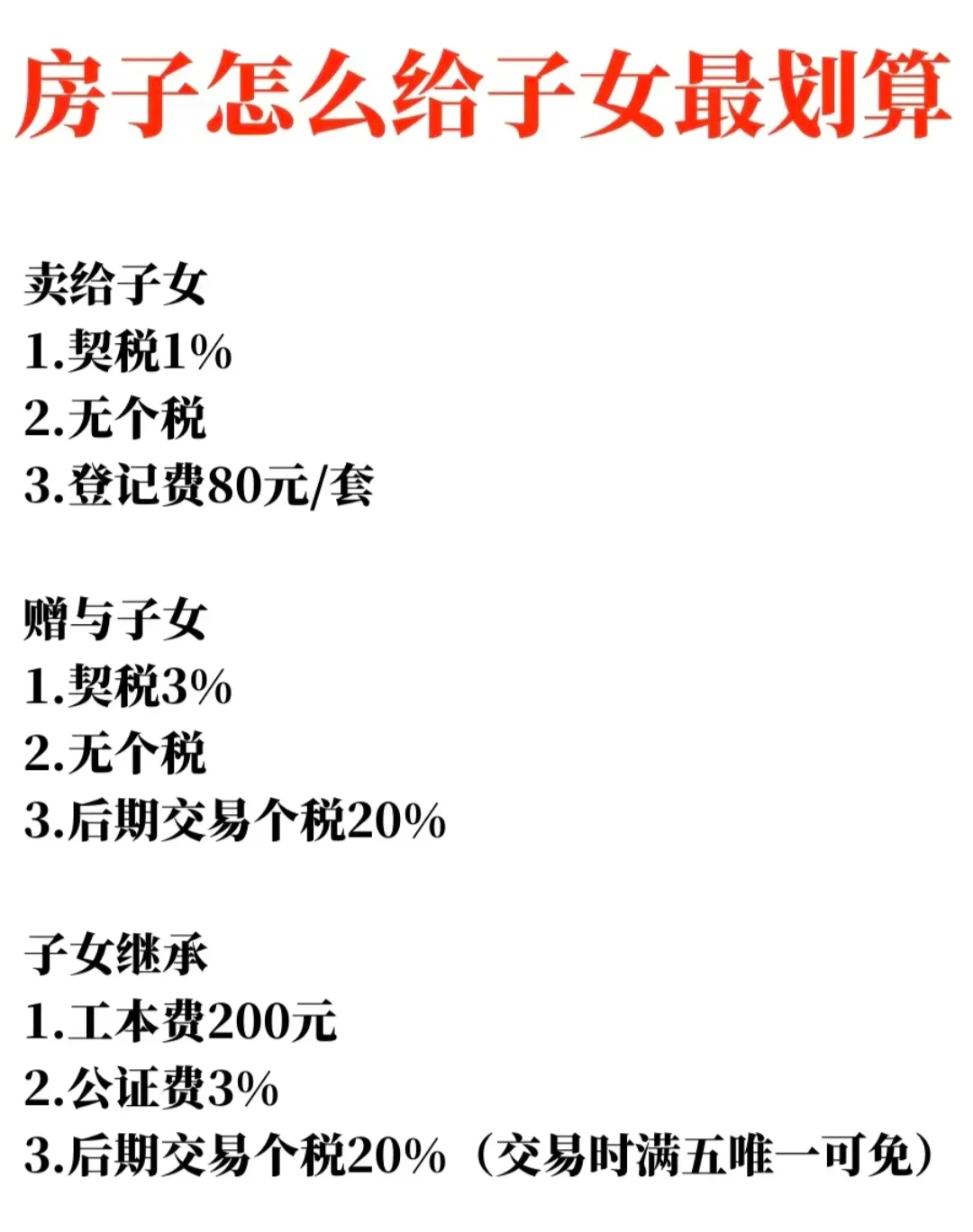 父母房子过户子女，怎样最划算