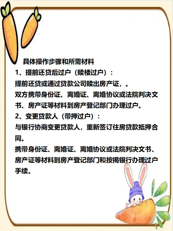 夫妻离婚房产有贷款如何过户