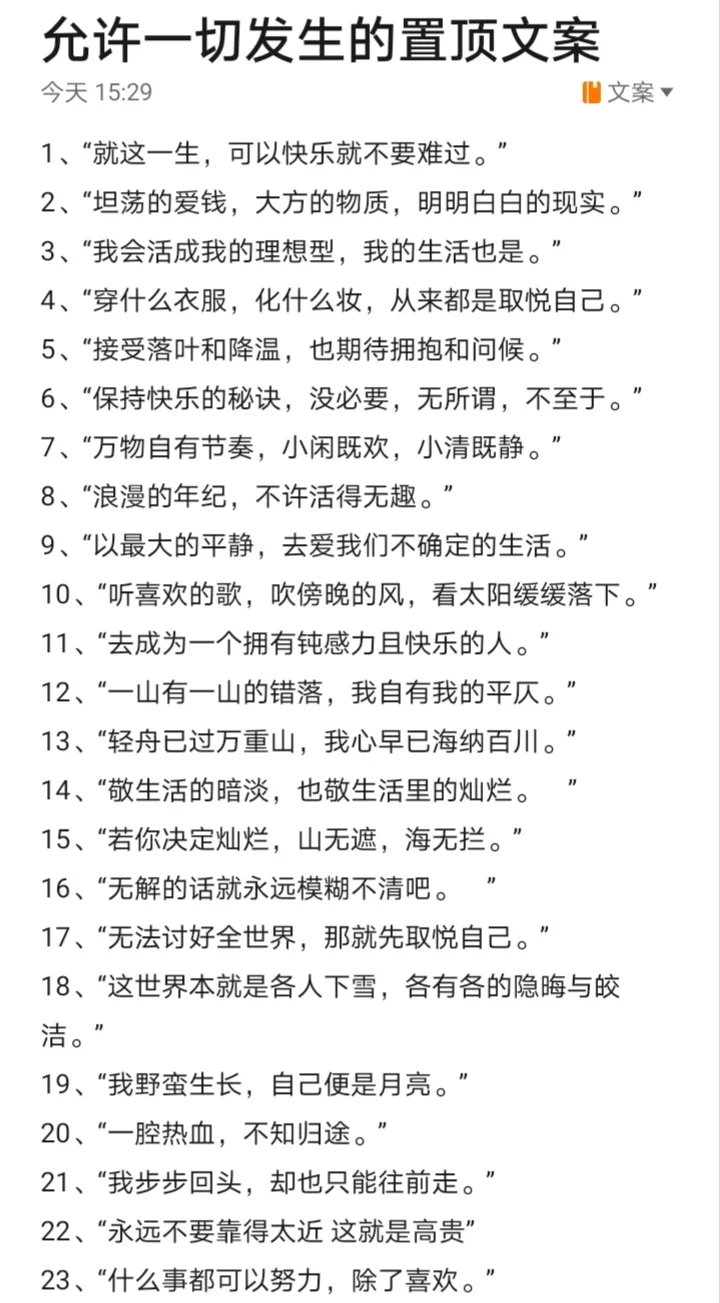 允许一切发生的置顶文案