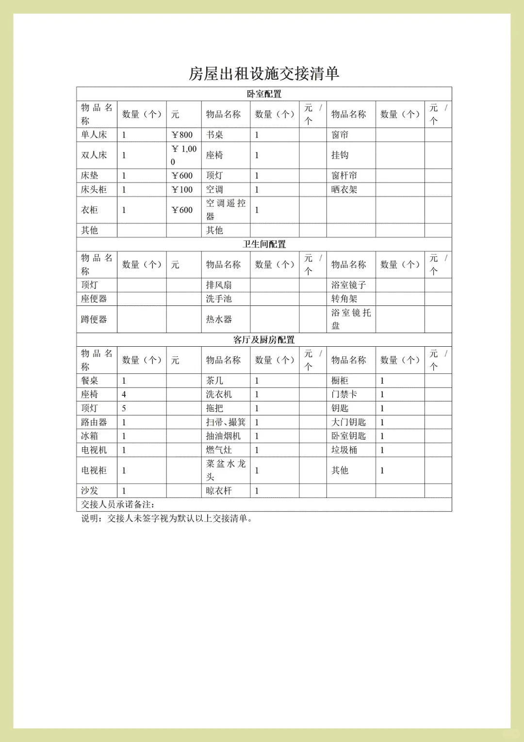 个人租赁合同，房屋租约，租房契约