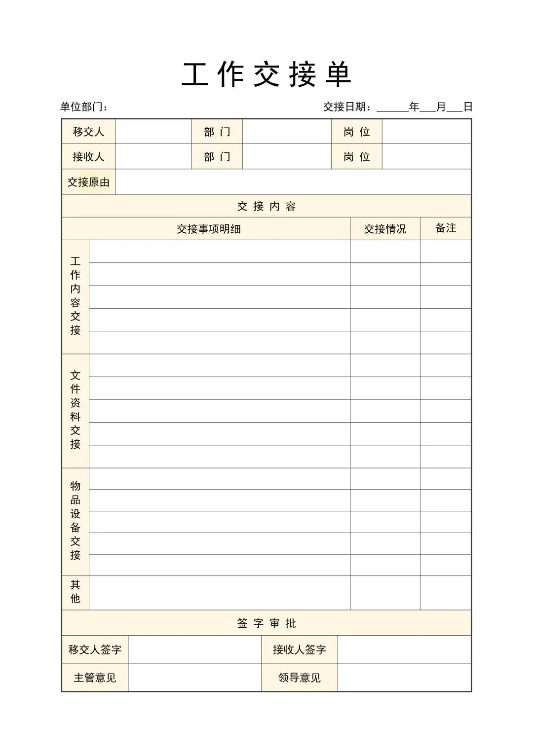 换岗或工作不慌，超全工作交接清单模板