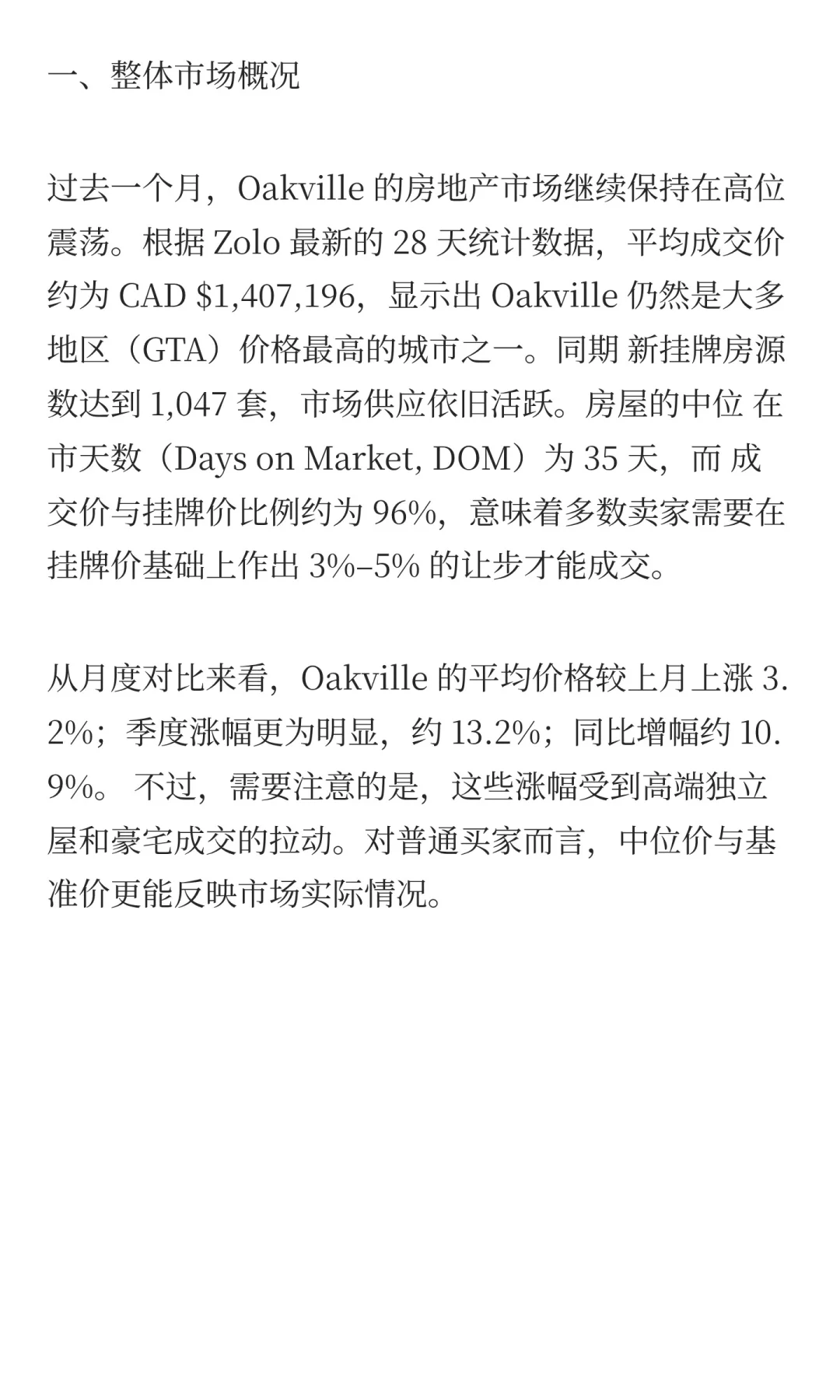 Oakville 房产市场简报 截至9月29日早8点