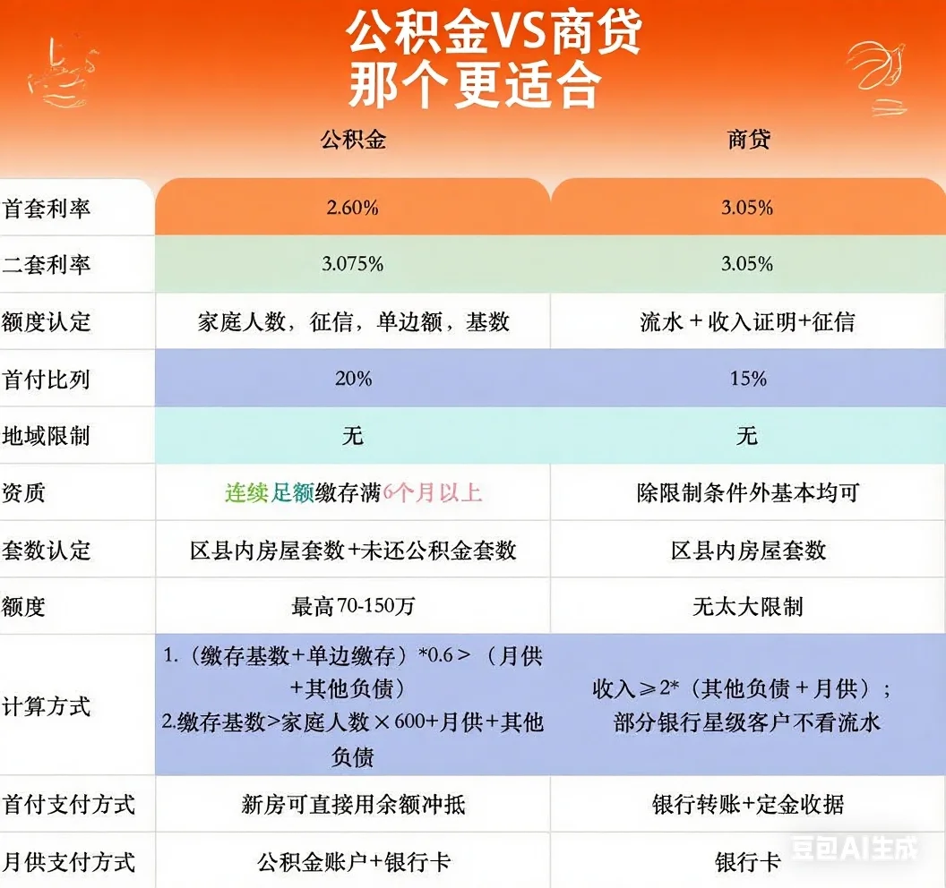 昆明公积金和商贷区别一图解析