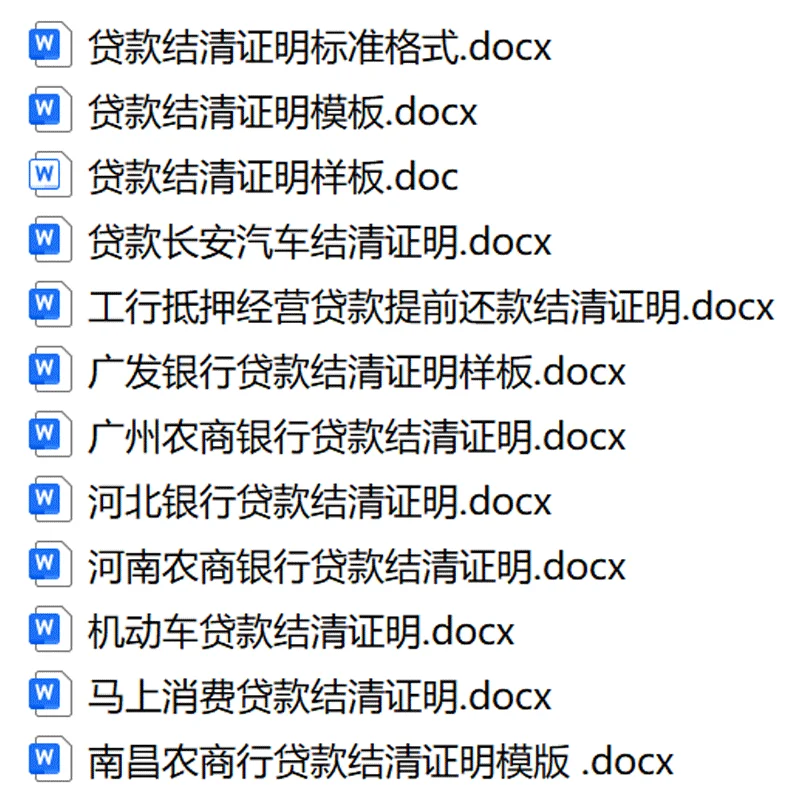 各司信贷信用卡银行贷款个人贷款结清证明