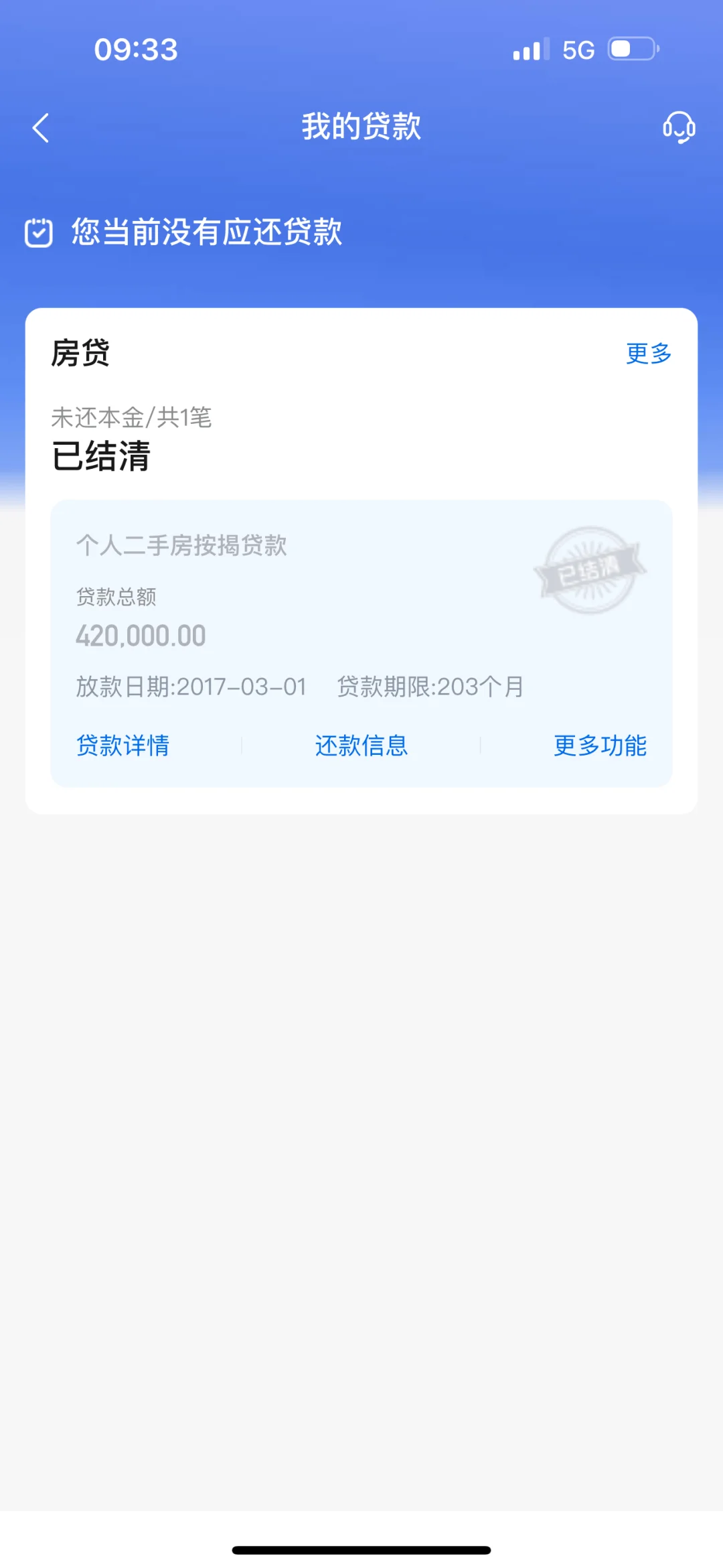 房贷还完，负债清零