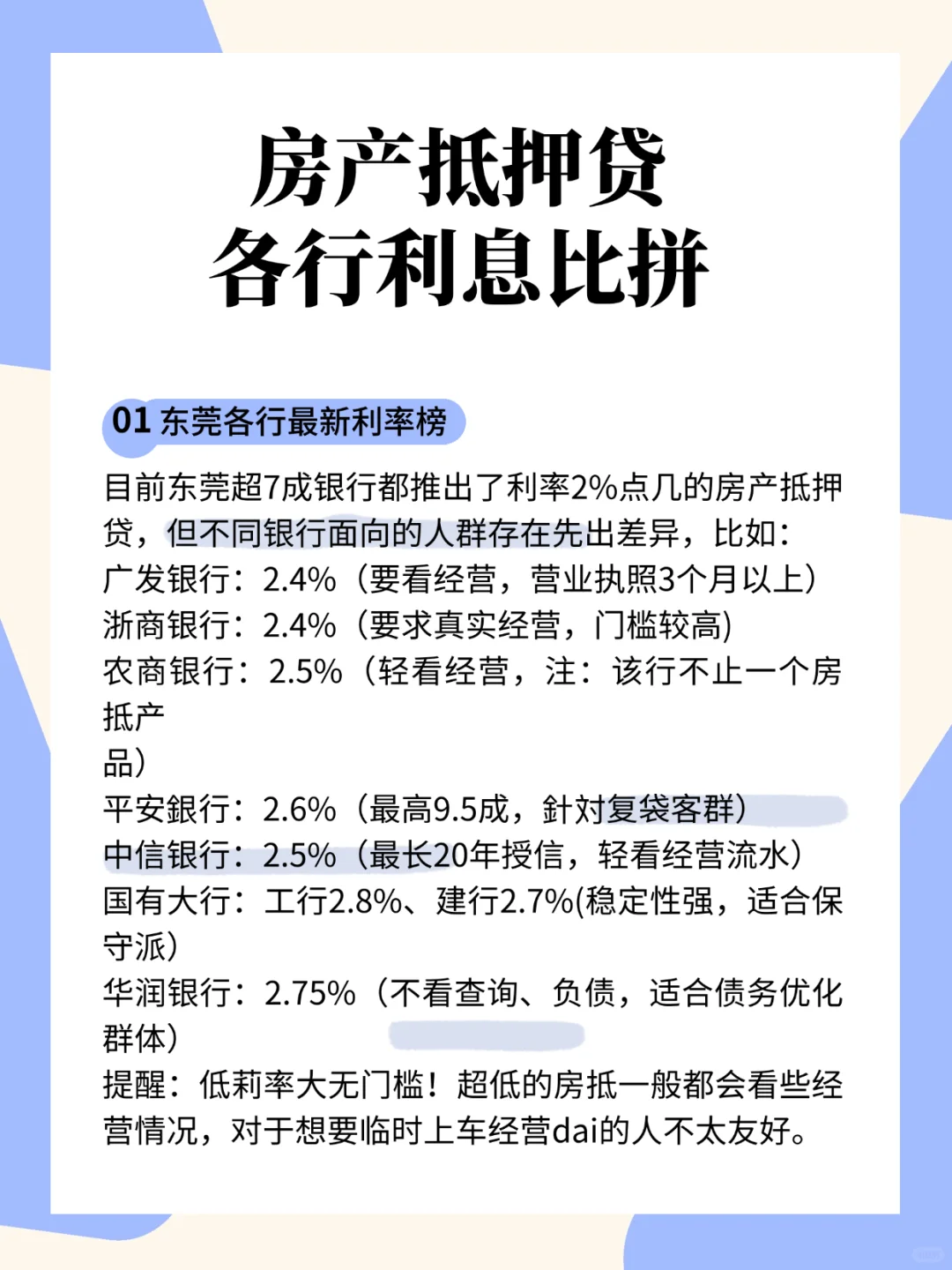 揭秘东莞房产抵押贷：2025各大银行利息比对