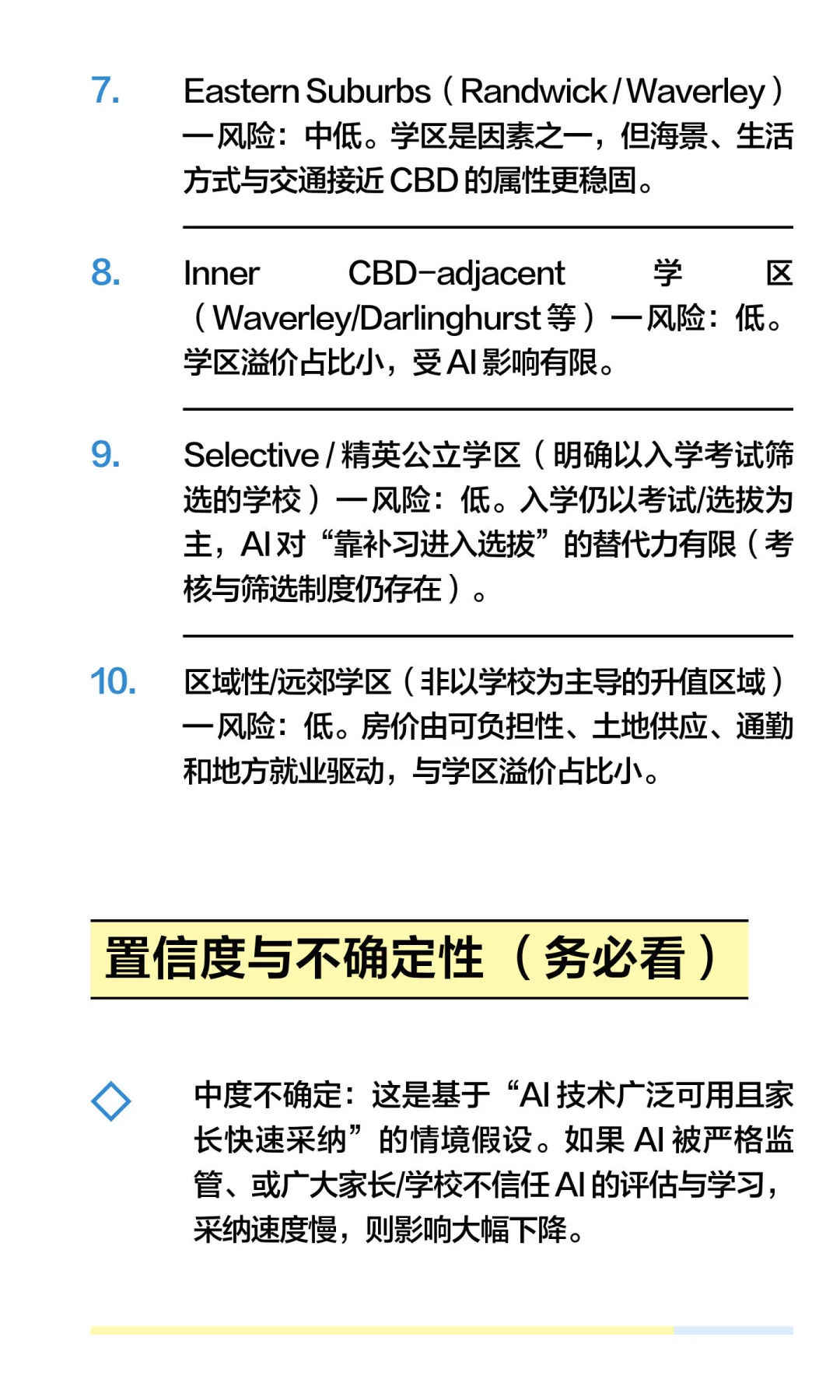 受AI冲击导致房价下跌风险”排名（Top 10）