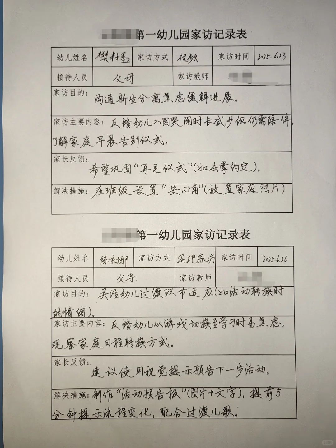 2025幼儿园家访记录表（五）